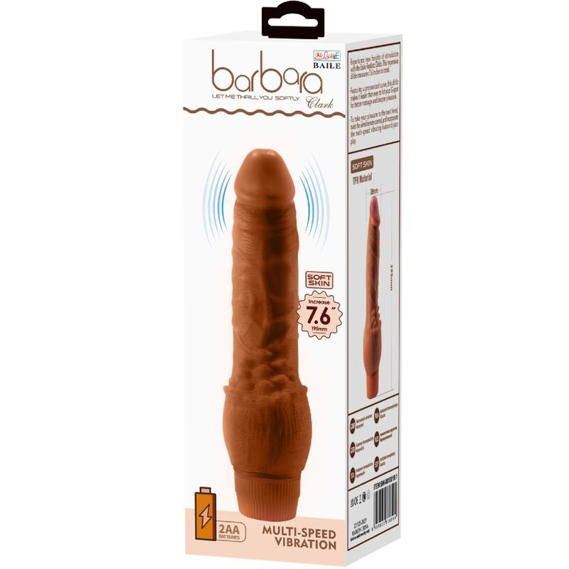 Vibromasseur Réaliste Veiné Barbara TPR Vibration Puissante - Baile