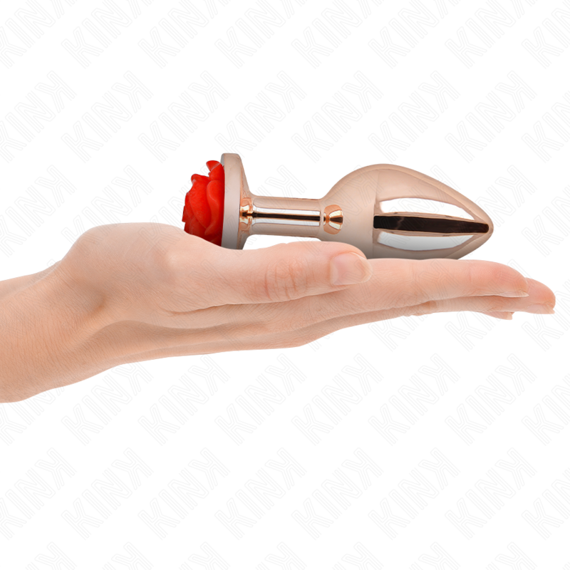 Rose gold anal plug with red rose l