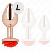 Rose gold anal plug with red rose l