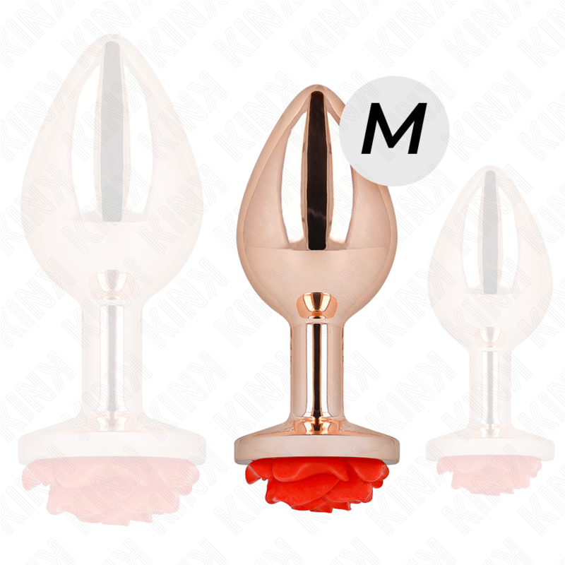Rose gold anal plug with red rose m