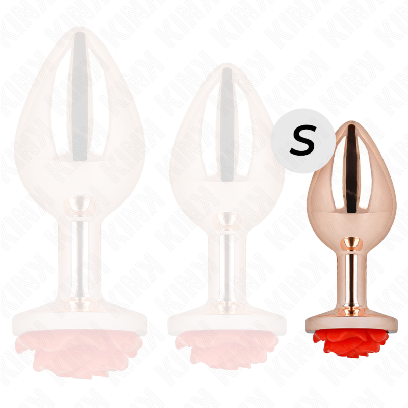 Rose gold anal plug with red rose s