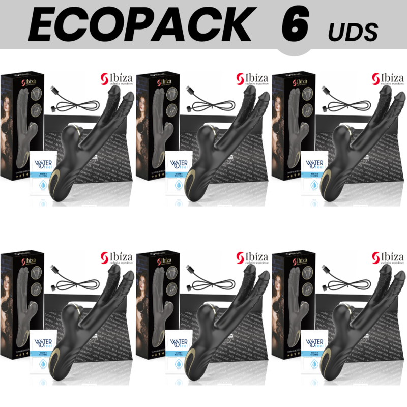 ECOPACK 6 UNITÉS - VIBRATEUR DOUBLE IBIZA TWO DRAGONS NOIR