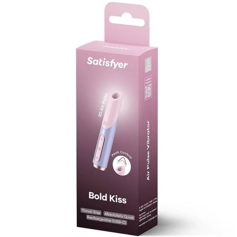SATISFYER - BOLD KISS WAVE CLITORIS STIMULATOR PINK / PURPLE