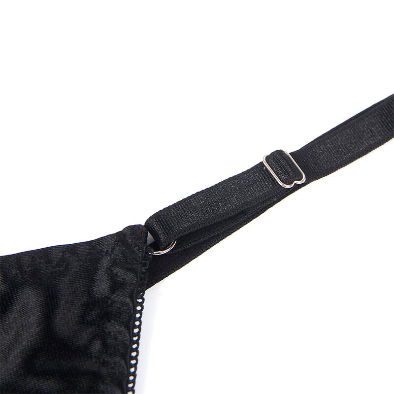 955199 Adjustable Black Bow Bra Set S/M