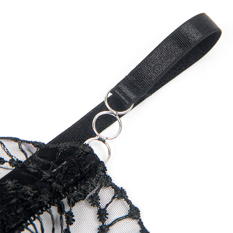 955229 transparent bodysuit with hollow lace black l/xl