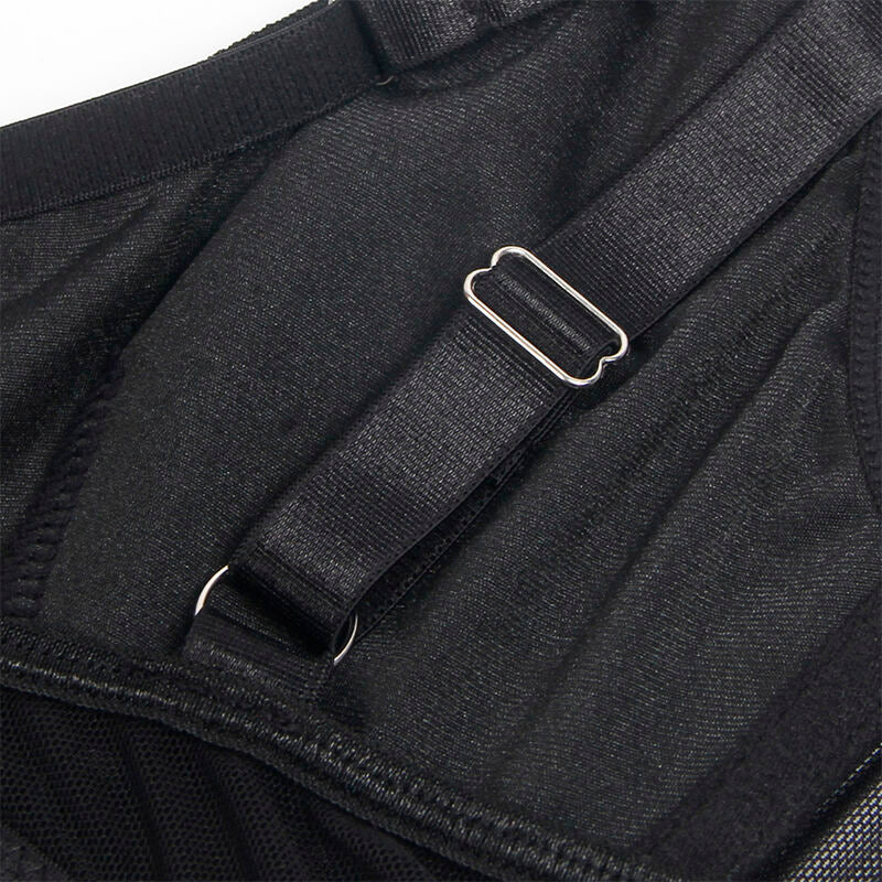 955243 black bondage bra set with garter belt l/xl