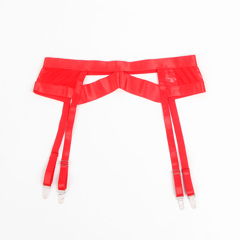 SUBBLIME - 955250 RED BONDAGE BORGE SET WITH GARTERS S/M