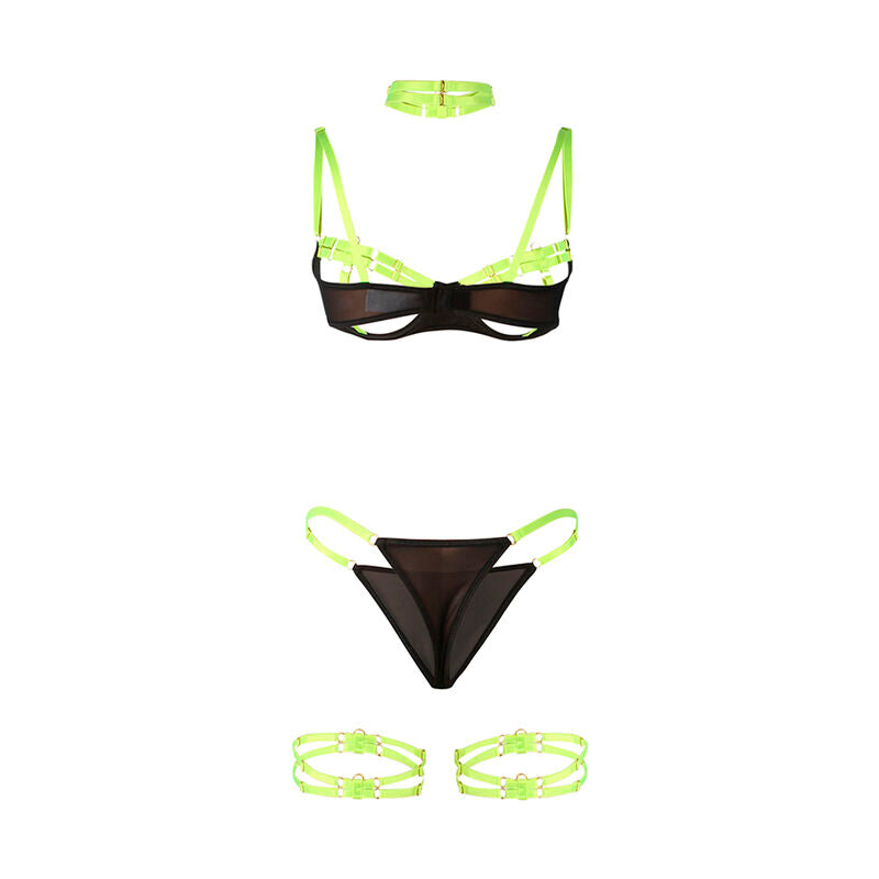 SUBBLIME - 955274 BRA SET WITH NECKLACE AND NECKLACE, FLUORESCENT GREEN, S/M