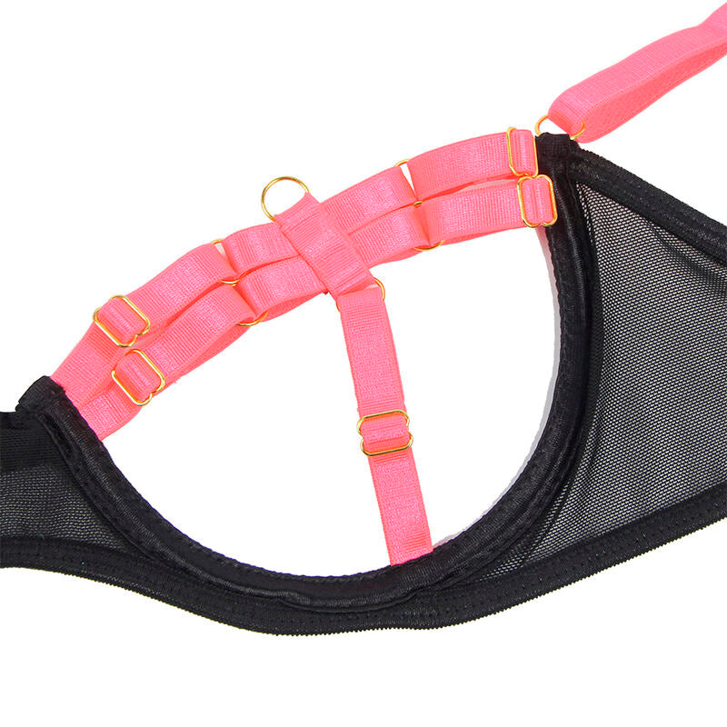 SUBBLIME - 955298 BRA SET WITH NECKLACE AND NECKLACE, FLUORESCENT PINK, S/M