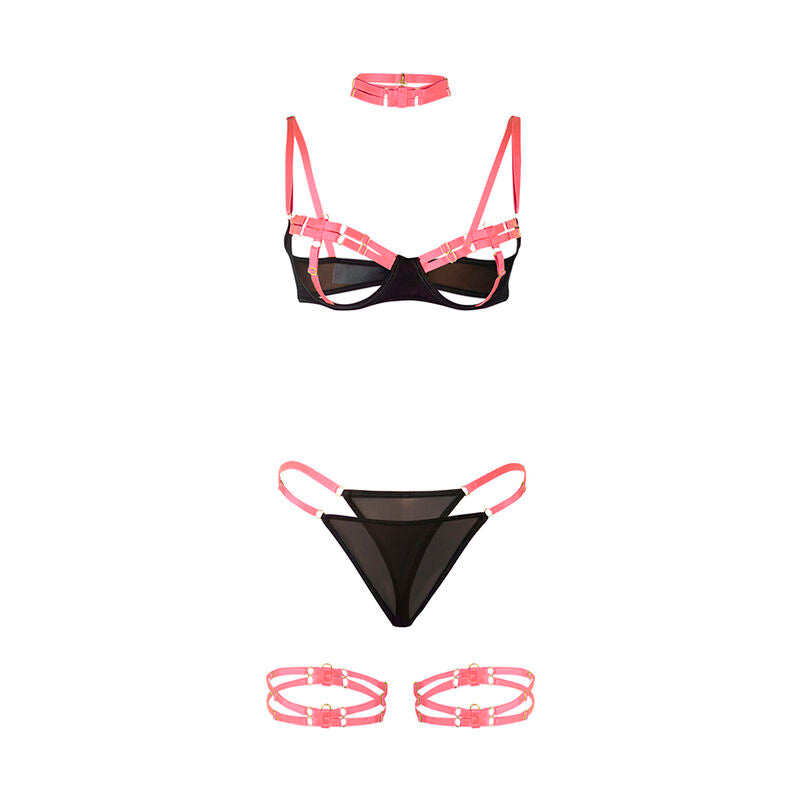 SUBBLIME - 955298 BRA SET WITH NECKLACE AND NECKLACE, FLUORESCENT PINK, S/M