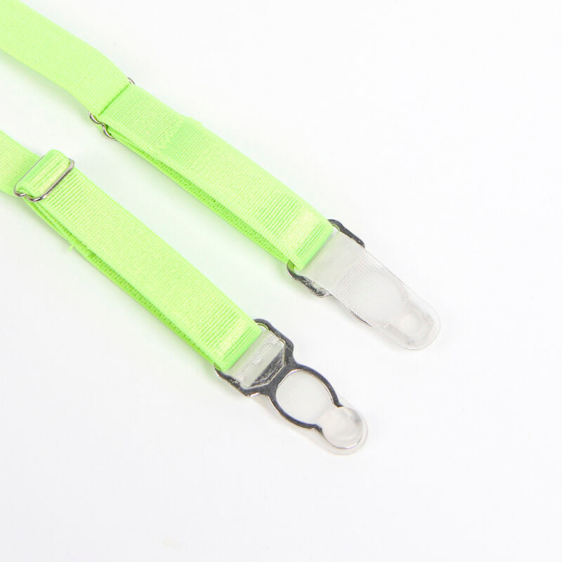 SUBBLIME - 955328 BRA SET WITH LACE LINES AND GREEN AND BLUE GARTER L/XL