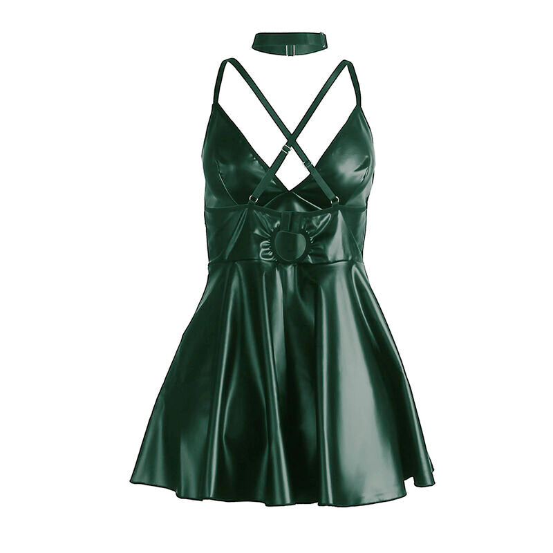SUBBLIME - 955441 GREEN LEATHER STRAPLESS DRESS L/XL
