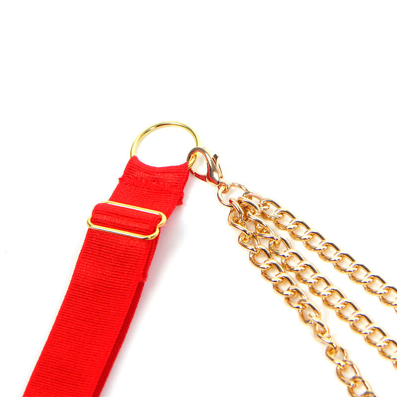 SUBBLIME - 955526 RED MESH CHAIN ​​AND HEART BRA SET L/XL