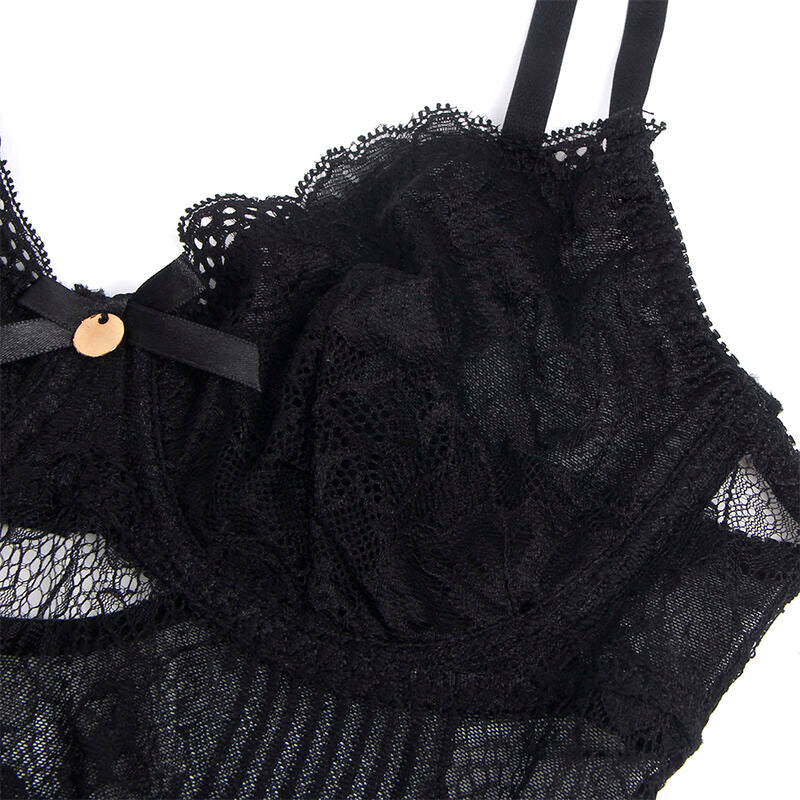 SUBBLIME - 955618 LACE BODYSUIT WITH CLOSURE AT THE BOTTOM, BLACK, S/M