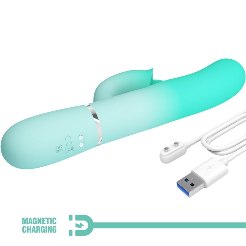 PRETTY LOVE - GIGI MULTIFUNCTIONAL RABBIT VIBRATOR AQUA GREEN