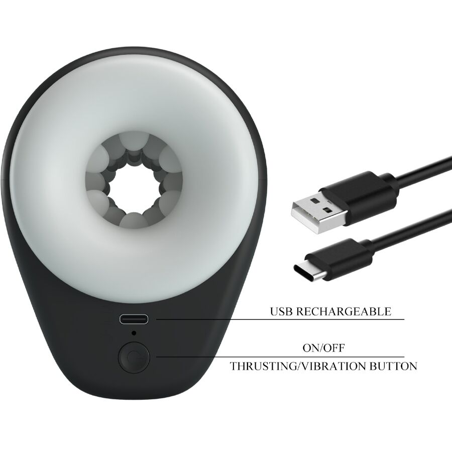 PRETTY LOVE - DJ GIRL MALE MASTURBATOR WITH VIBRATION AND 5 SETTINGS, BLACK