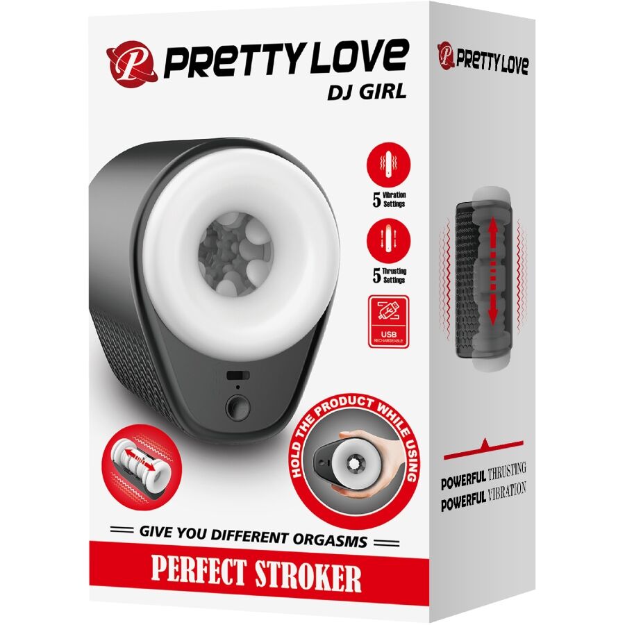 PRETTY LOVE - DJ GIRL MALE MASTURBATOR WITH VIBRATION AND 5 SETTINGS, BLACK