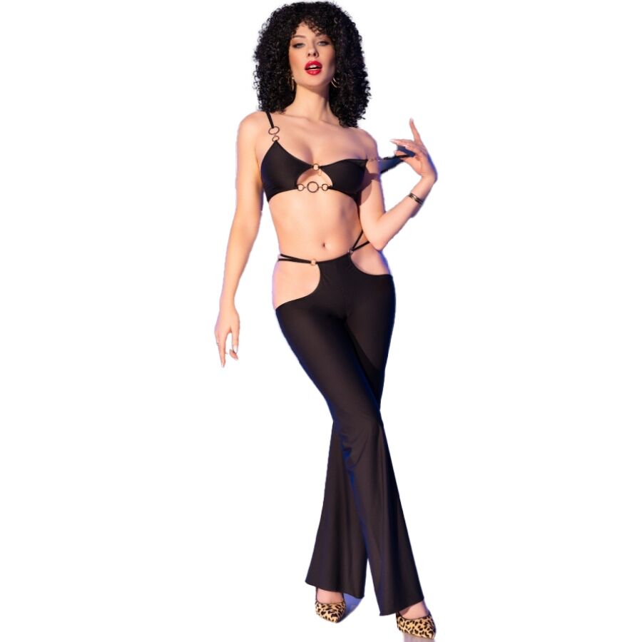 Cr 4851 set top black and leggings with gold complements