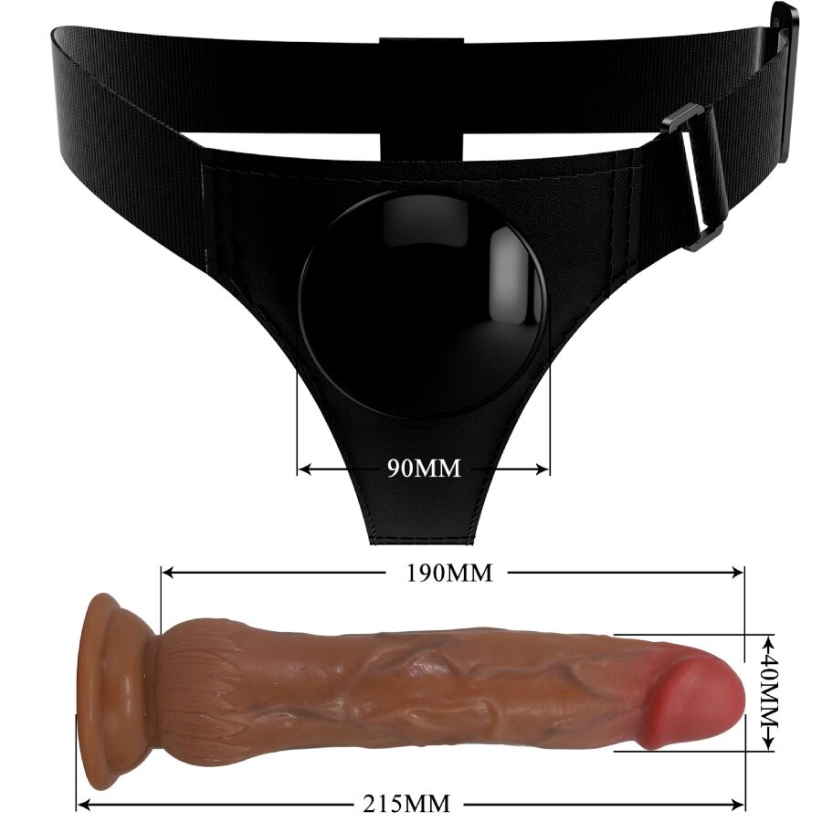 Kyton universal harness panties with squirting dildo 19 cm mulato