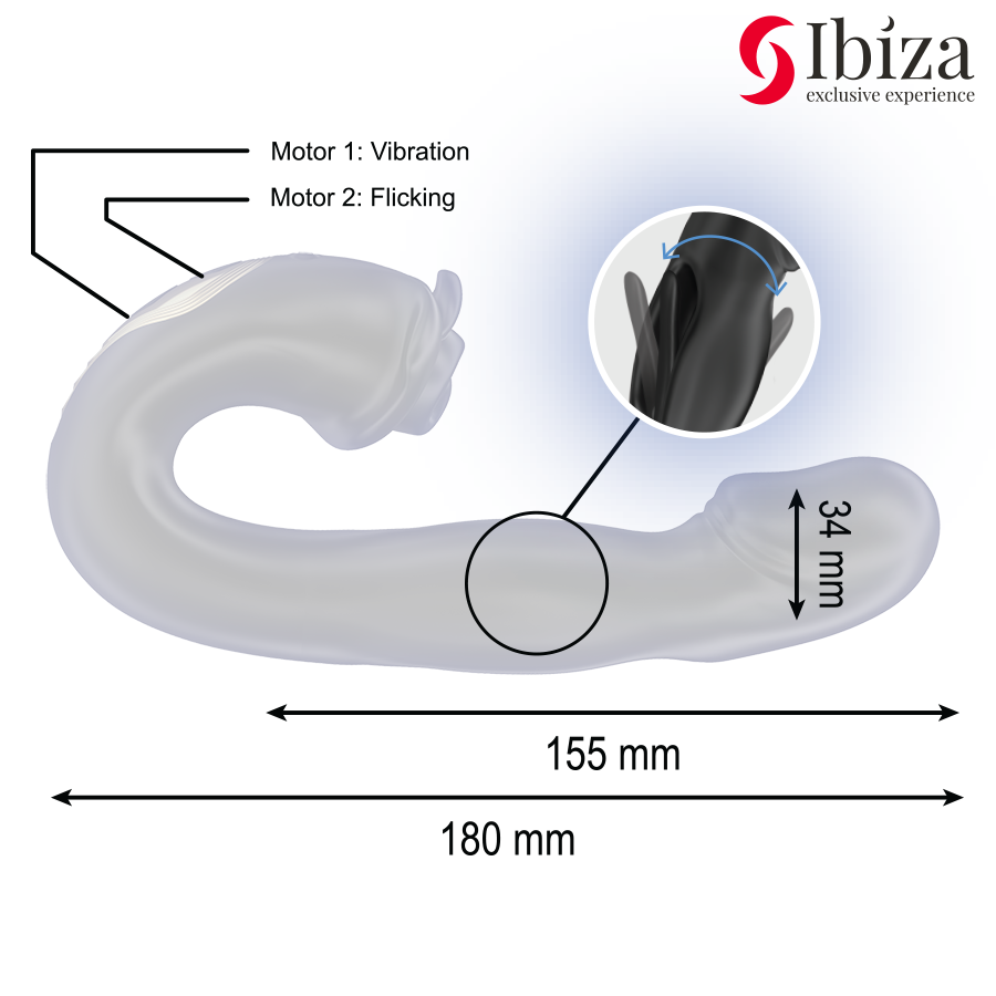 IBIZA - PINK VIBRATOR WITH FLICKING EFFECT AND CLITIC STIMULATOR