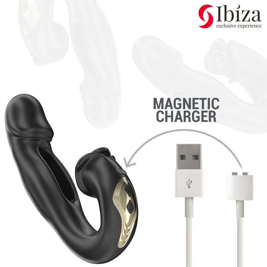 IBIZA - PINK VIBRATOR WITH FLICKING EFFECT AND CLITIC STIMULATOR