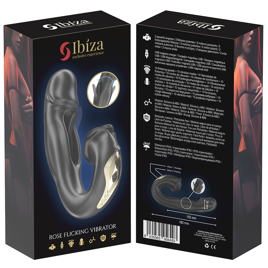 IBIZA - PINK VIBRATOR WITH FLICKING EFFECT AND CLITIC STIMULATOR