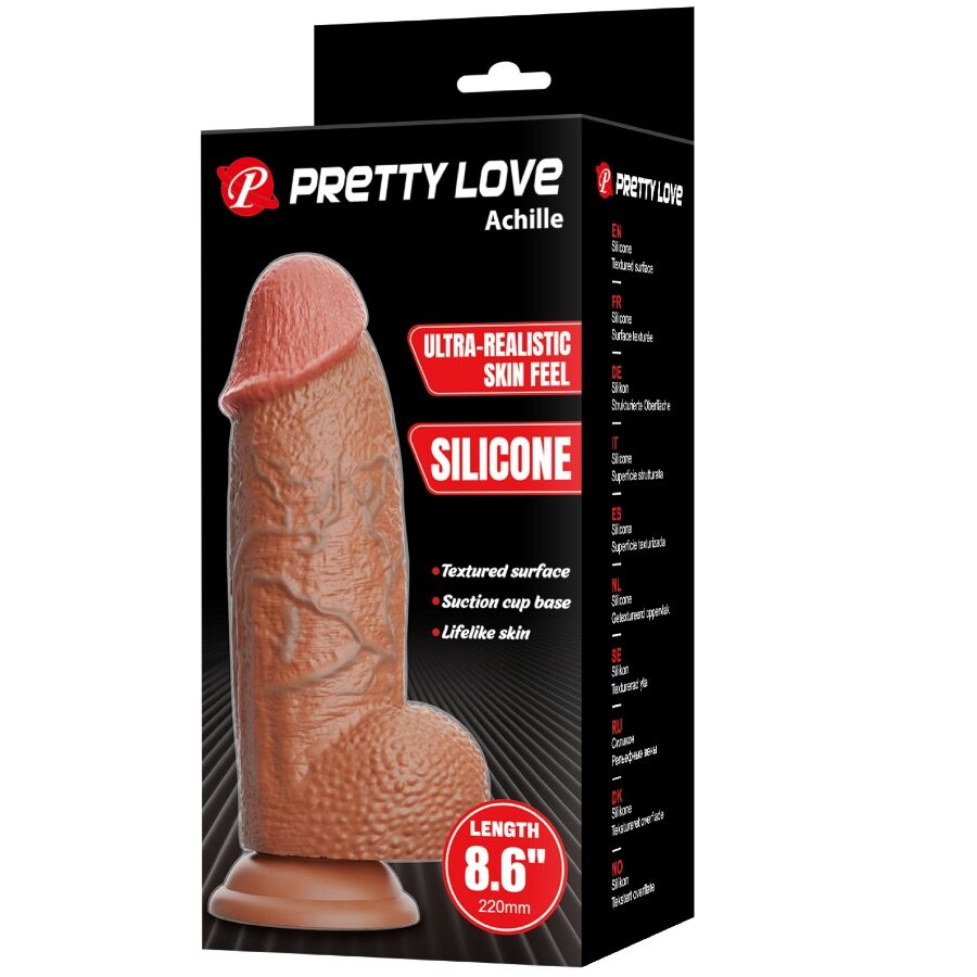 Gode Réaliste Achille Ventouse Silicone Veiné 22 cm - Pretty Love