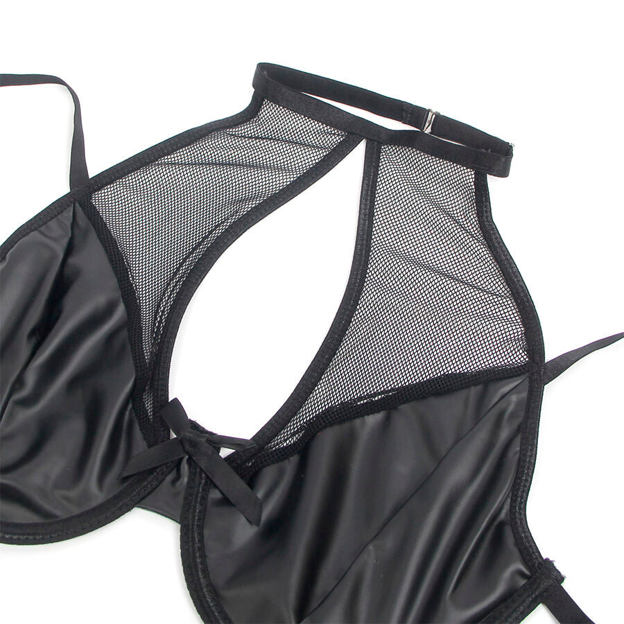 SUBBLIME - 957582 BLACK LEATHER BRA AND SKIRT SET S/M