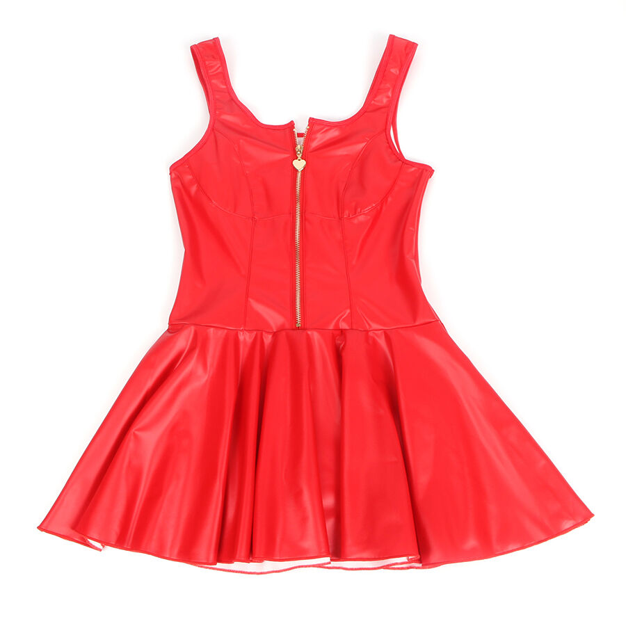 SUBBLIME - 957681 Leather Dress with Zipper, Red Heart, S/M