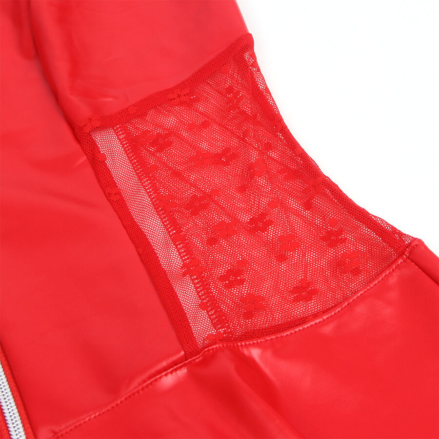 SUBBLIME - 957728 RED LACE ZIPPERED LEATHER DRESS S/M