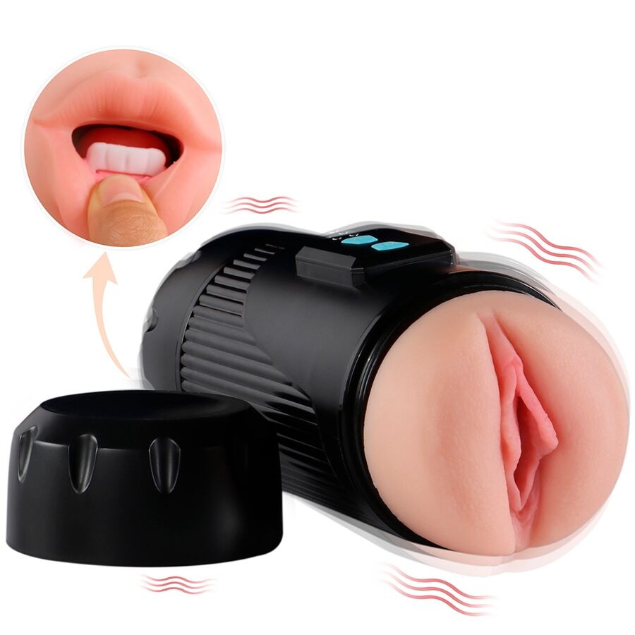 SHEQU - KAY DOUBLE MASTURBATOR WITH DOUBLE VIBRATION OF THE MOUTH AND VAGINA