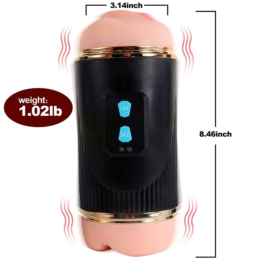 SHEQU - KAY DOUBLE MASTURBATOR WITH DOUBLE VIBRATION OF THE MOUTH AND VAGINA