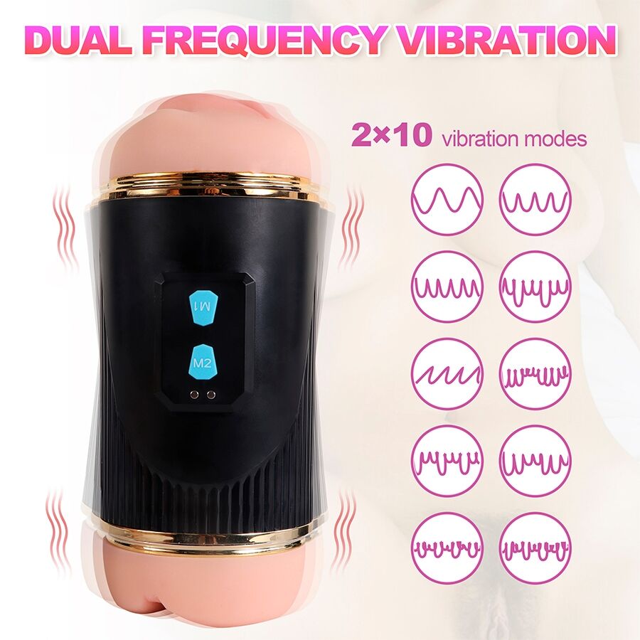 SHEQU - KAY DOUBLE MASTURBATOR WITH DOUBLE VIBRATION OF THE MOUTH AND VAGINA