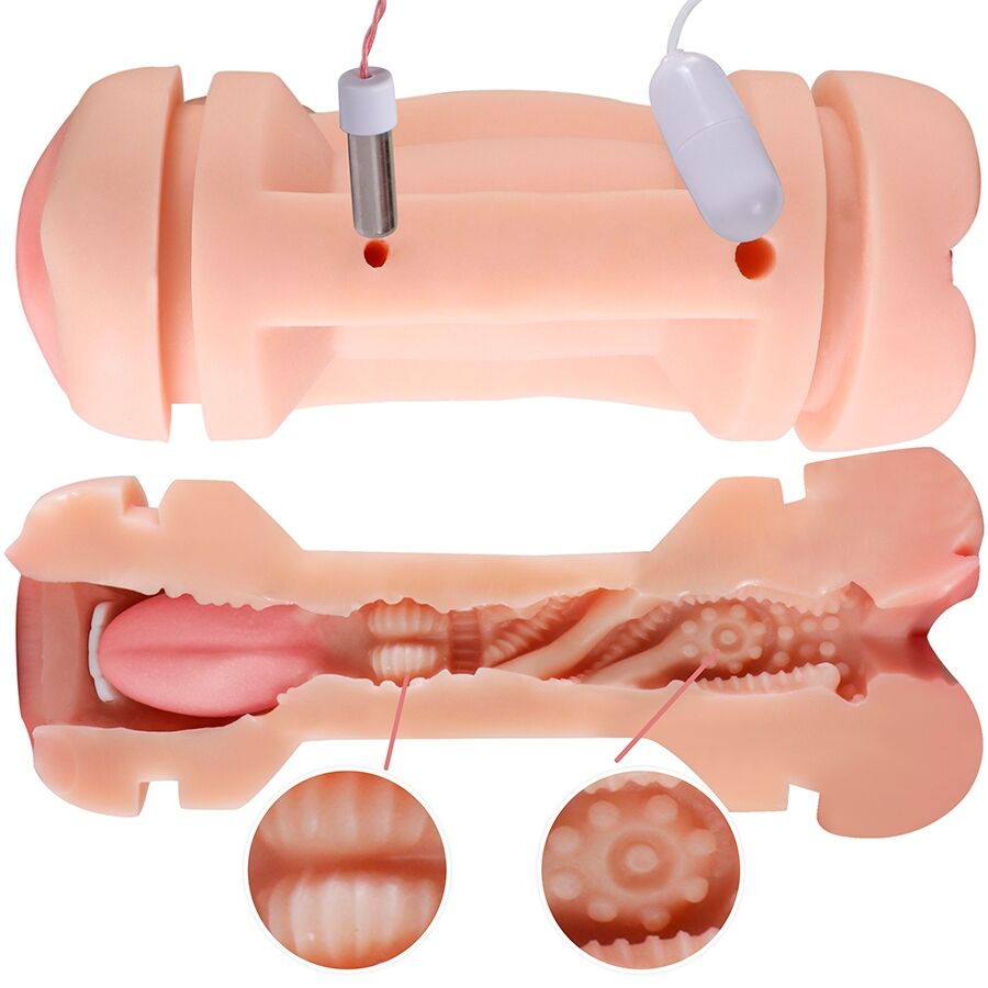 SHEQU - KAY DOUBLE MASTURBATOR WITH DOUBLE VIBRATION OF THE MOUTH AND VAGINA