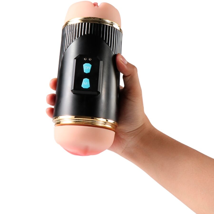 SHEQU - KAY DOUBLE MASTURBATOR WITH DOUBLE VIBRATION OF THE MOUTH AND VAGINA