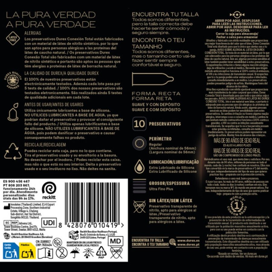 DUREX - ULTRA THIN TOTAL CONNECTION PLUS LATEX-FREE 10 UNITS