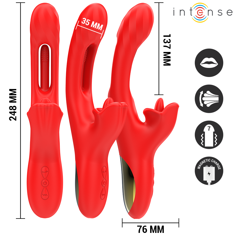 INTENSE - JESSICA MULTIFUNCTION CLITORIS STIMULATION VIBRATOR 24.8 CM RED