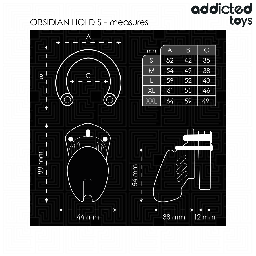 Cage à Pénis Obsidian Hold 5 Anneaux Verrouillage Avancé - Addicted Toys