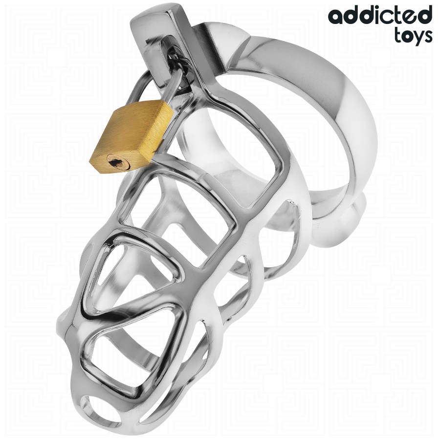 ADDICTED TOYS LOCKED - METAL PENIS CAGE WITH SILVER LOCK SIZE S