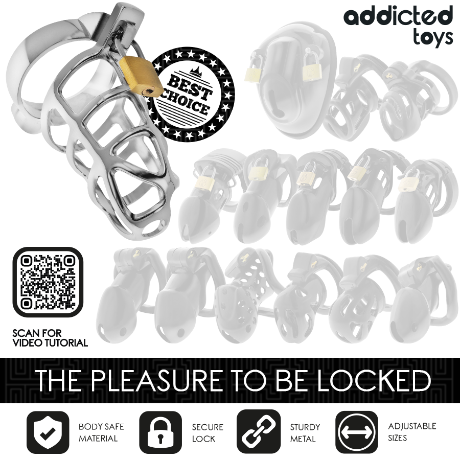 ADDICTED TOYS LOCKED - METAL PENIS CAGE WITH SILVER LOCK SIZE S