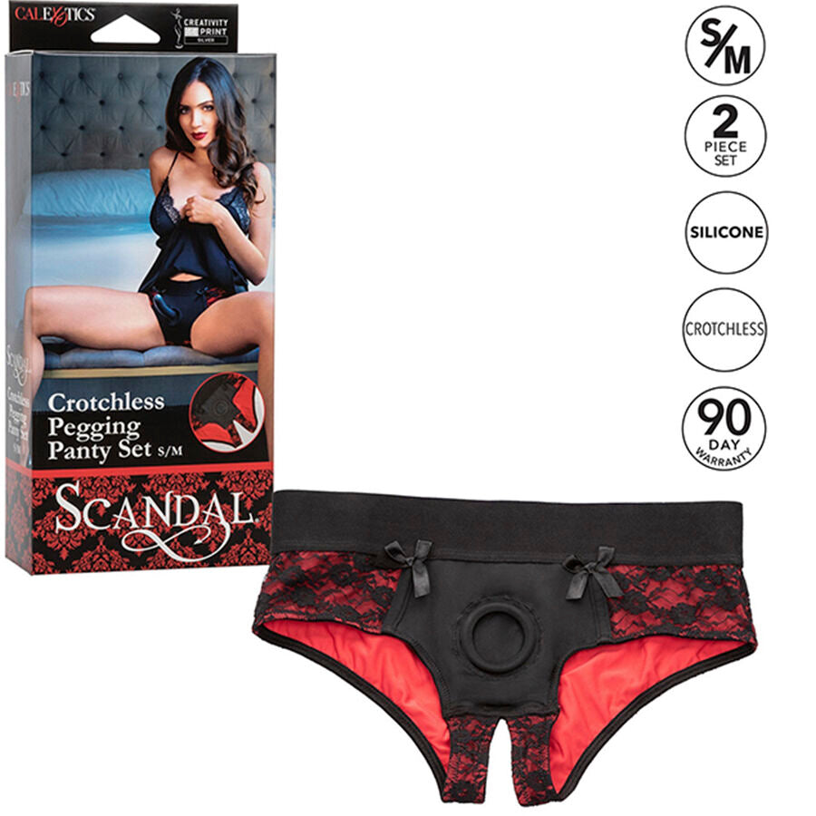 CALEXOTICS - SCANDAL PANTY SET WITH CROUCH AND DILDO SIZE S/M