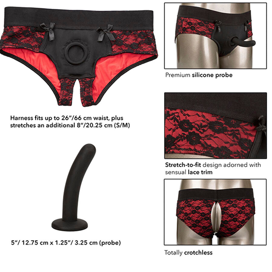 CALEXOTICS - SCANDAL PANTY SET WITH CROUCH AND DILDO SIZE S/M