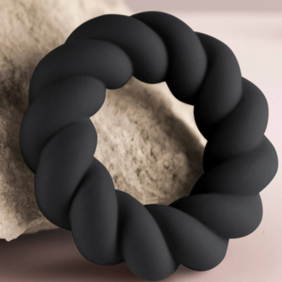 ROCKS-OFF - BLACK SILICONE TWIST MASTURBATION RING