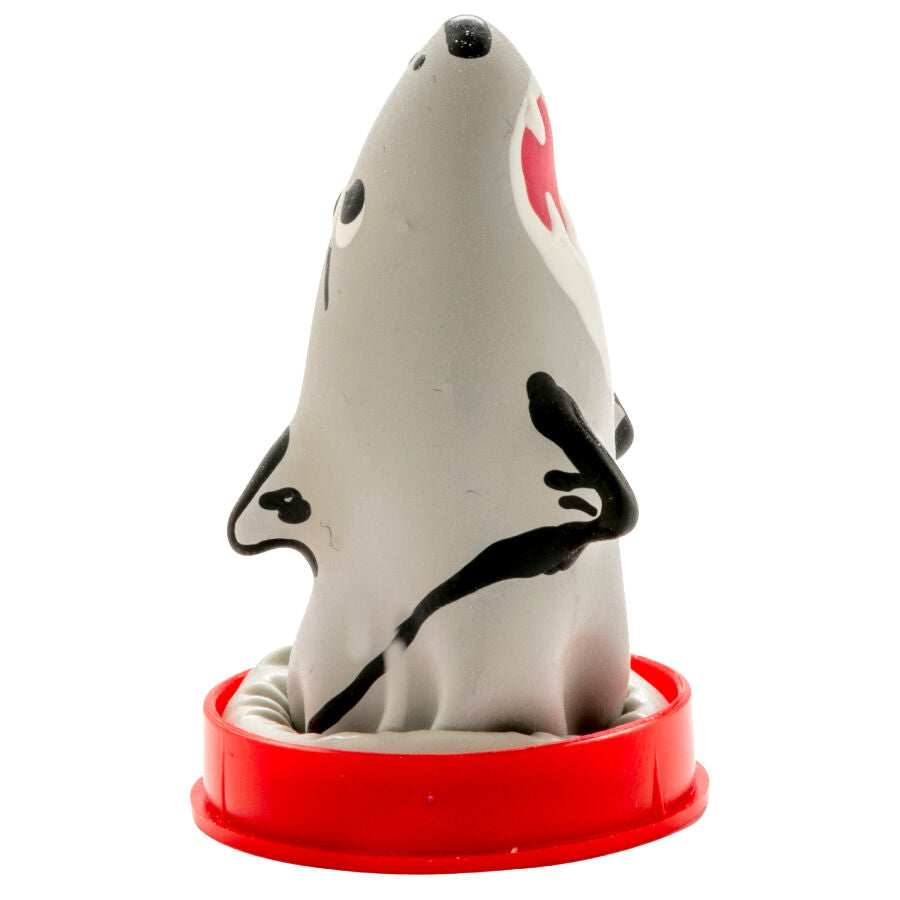 CONDOMERIE - HAND-PAINTED FANCY CONDOMS SHARK DESIGN 1