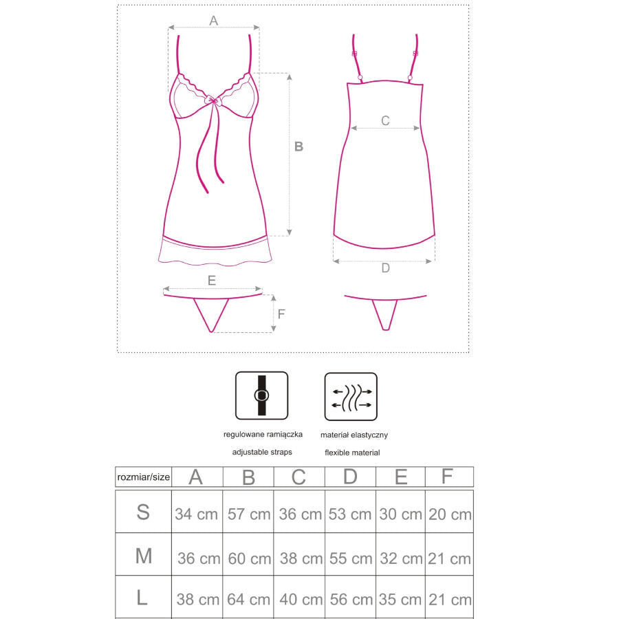 LIVCO CORSETTI FASHION - LUISE 1710 BABYDOLL + BLACK THONG S