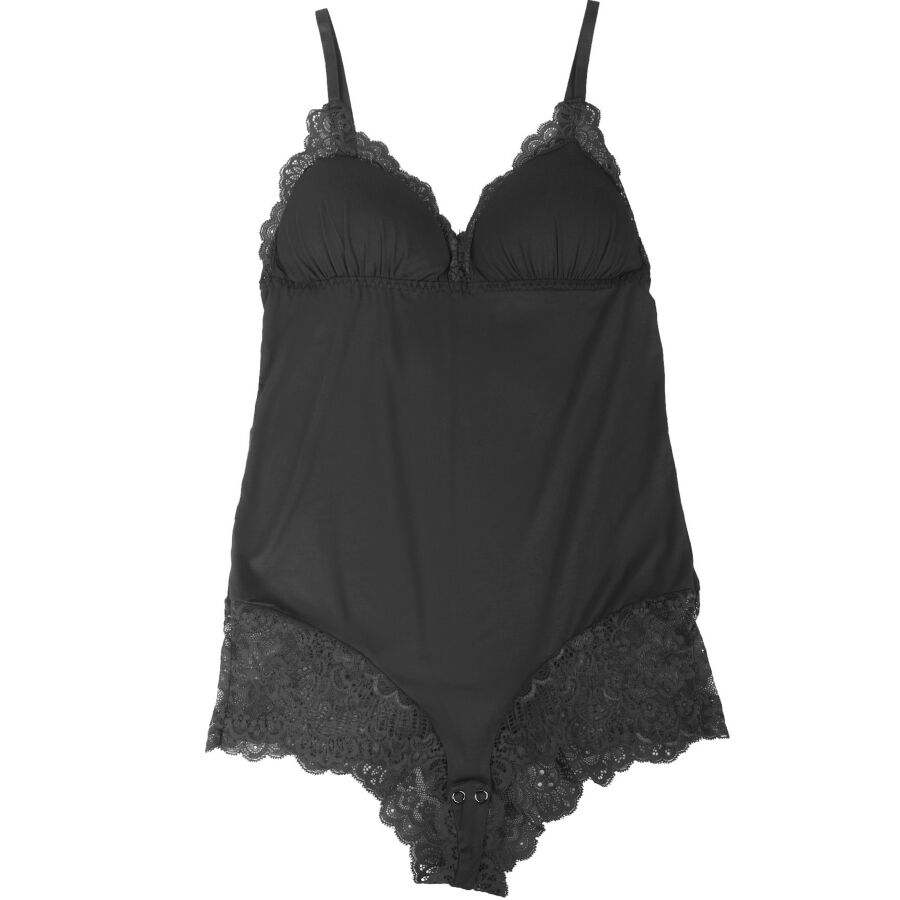 SUBBLIME - TEDDY WITH FLORAL LACE DETAIL, BLACK, S/M