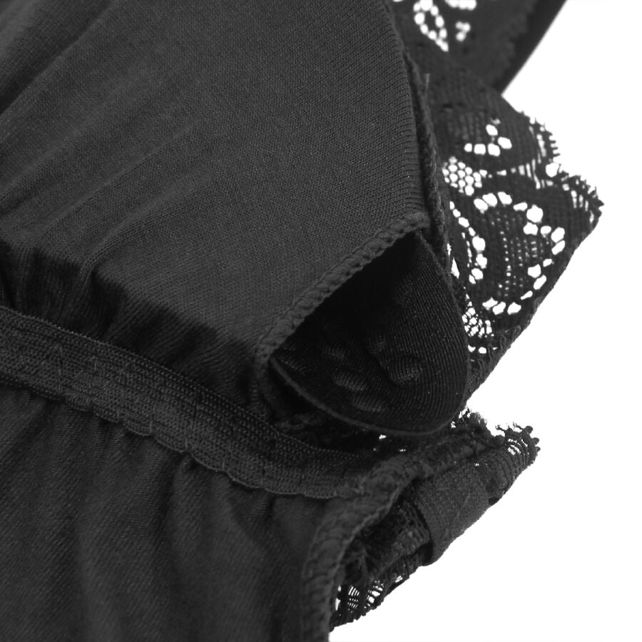 SUBBLIME - TEDDY WITH FLORAL LACE DETAIL, BLACK, S/M