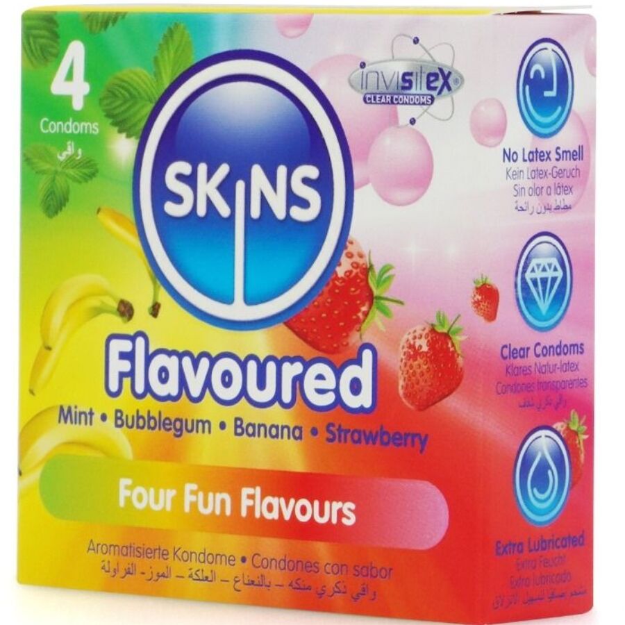 SKINS - PACK OF 4 PREMIUM MULTI-FLAVOR CONDOMS