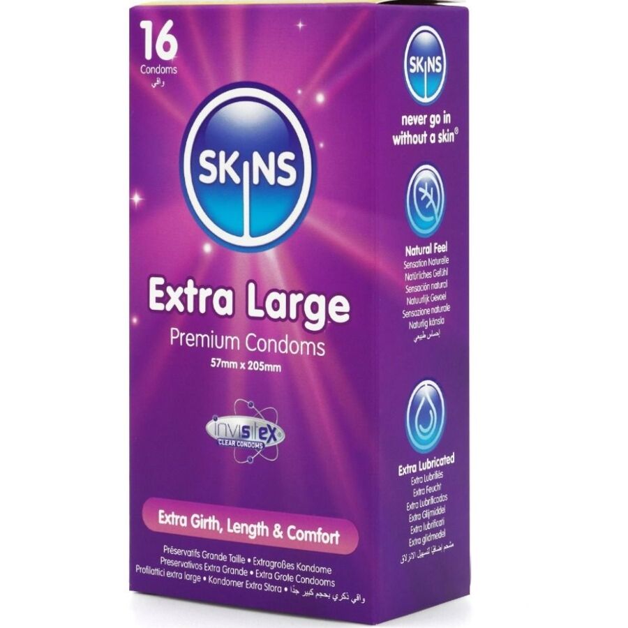 SKINS - PACK OF 16 EXTRA LARGE PREMIUM CONDOMS