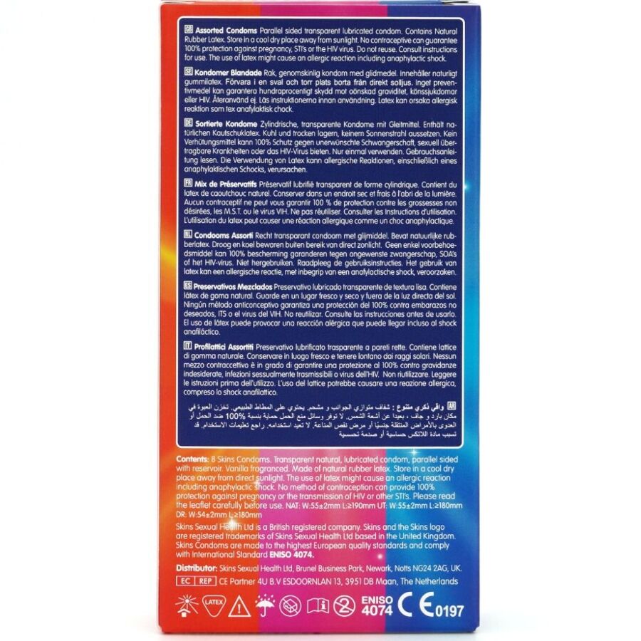 SKINS - PACK OF 8 ASSORTED PREMIUM CONDOMS